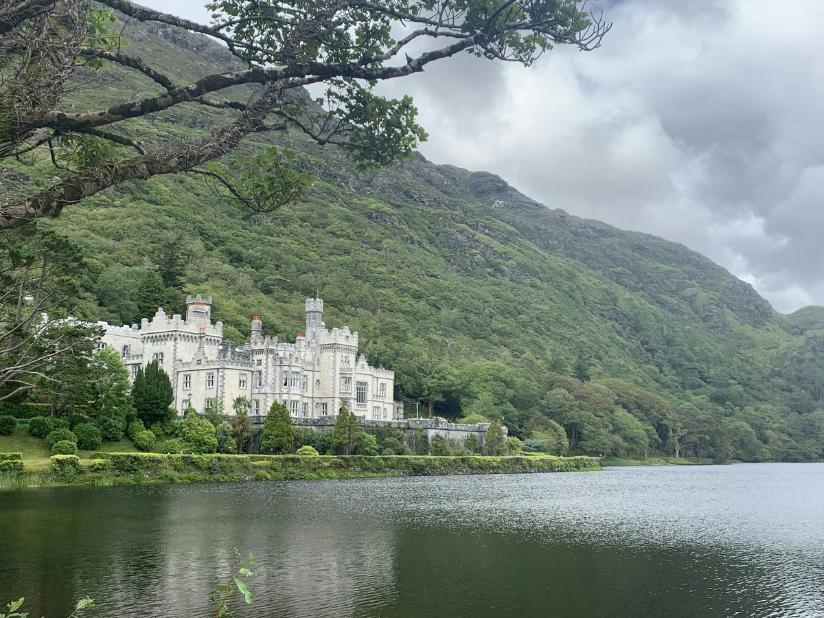 Kylemore Abbey on a lake in Connemara